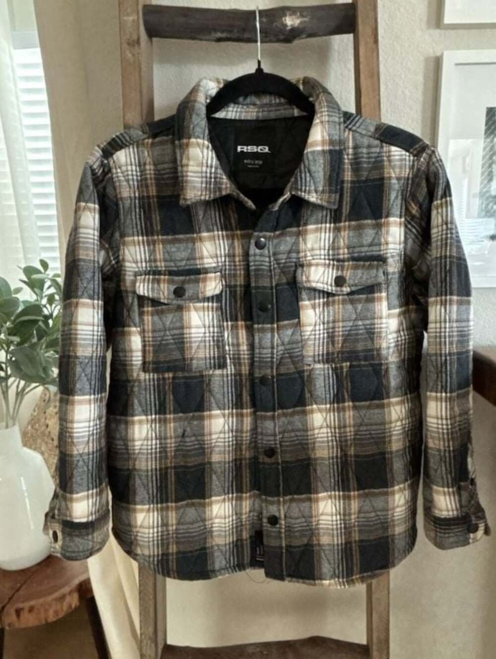 RSQ YOUTH Quilted Plaid Shirt Jacket